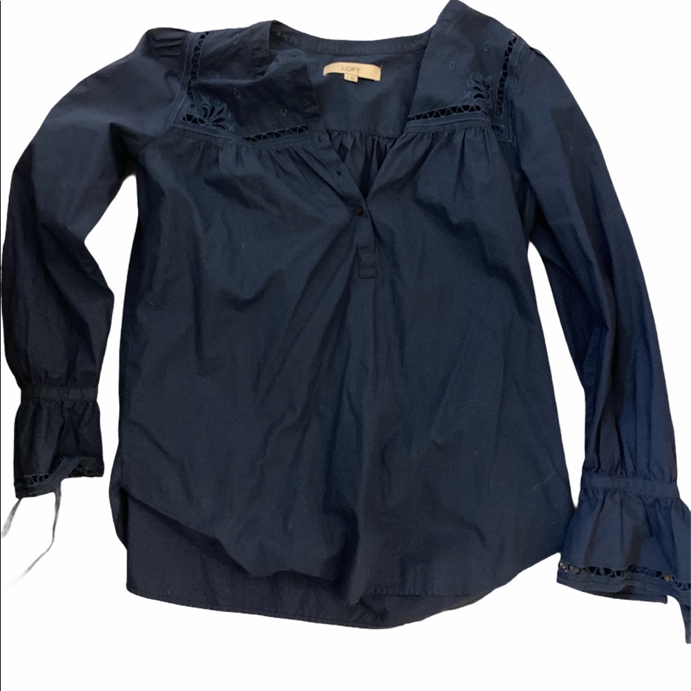 Loft Royal Blue Blouse with Ties (S)